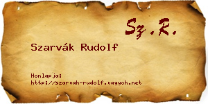 Szarvák Rudolf névjegykártya