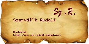 Szarvák Rudolf névjegykártya